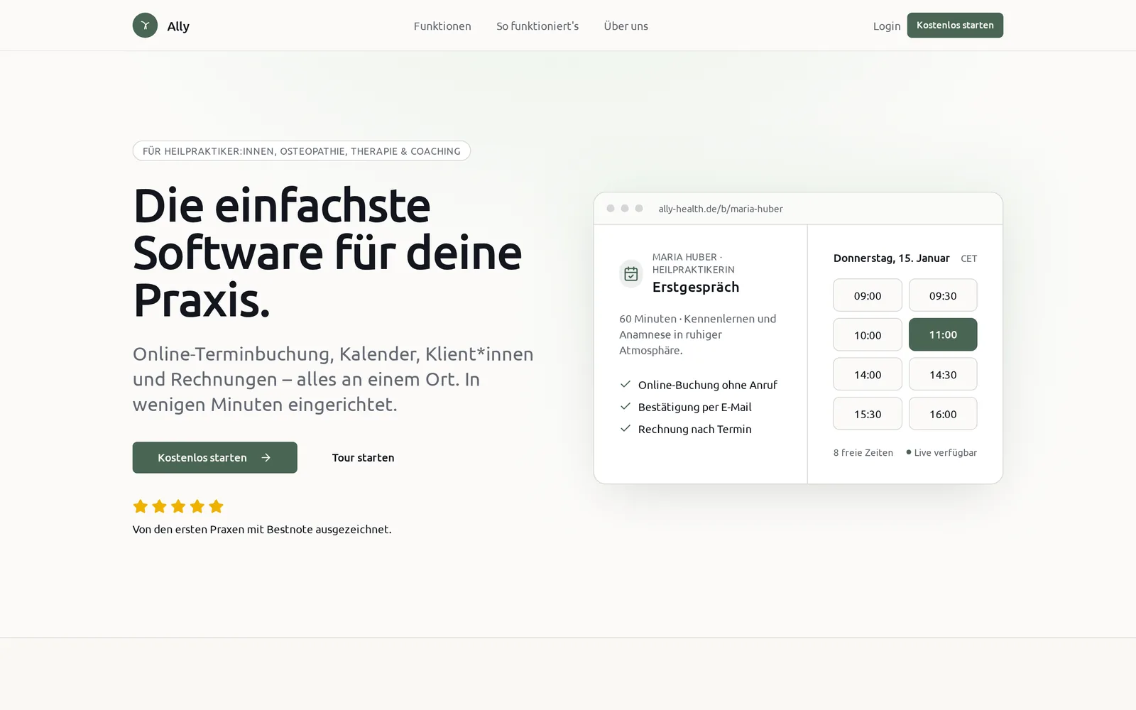 Vorschau der Ally-App